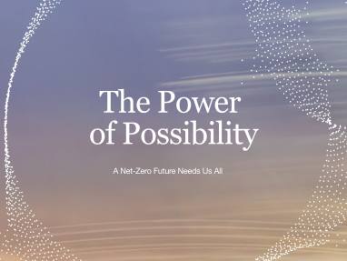 The Power of Possibility written in white on a blue sky background.